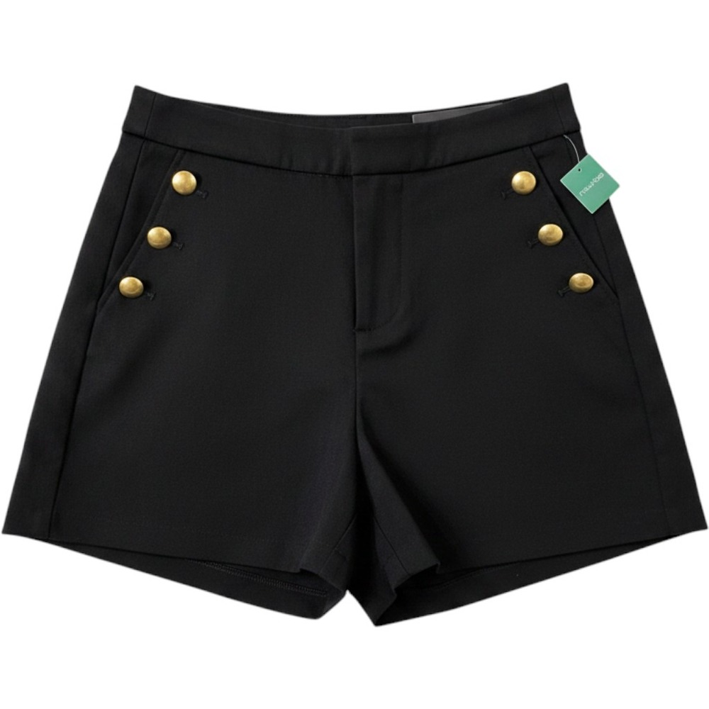 Maurices Womens Black High Rise Sailor Shorts Gold Buttons‎ NWT Size XS 5 Inseam